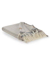Plaid Milano Beige MoST, mérinos et cachemire, bordure contrastée et franges écrues